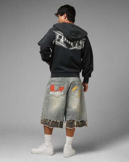 Loiter Waffle Zip Hoodie Black