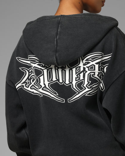 Loiter Waffle Zip Hoodie Black