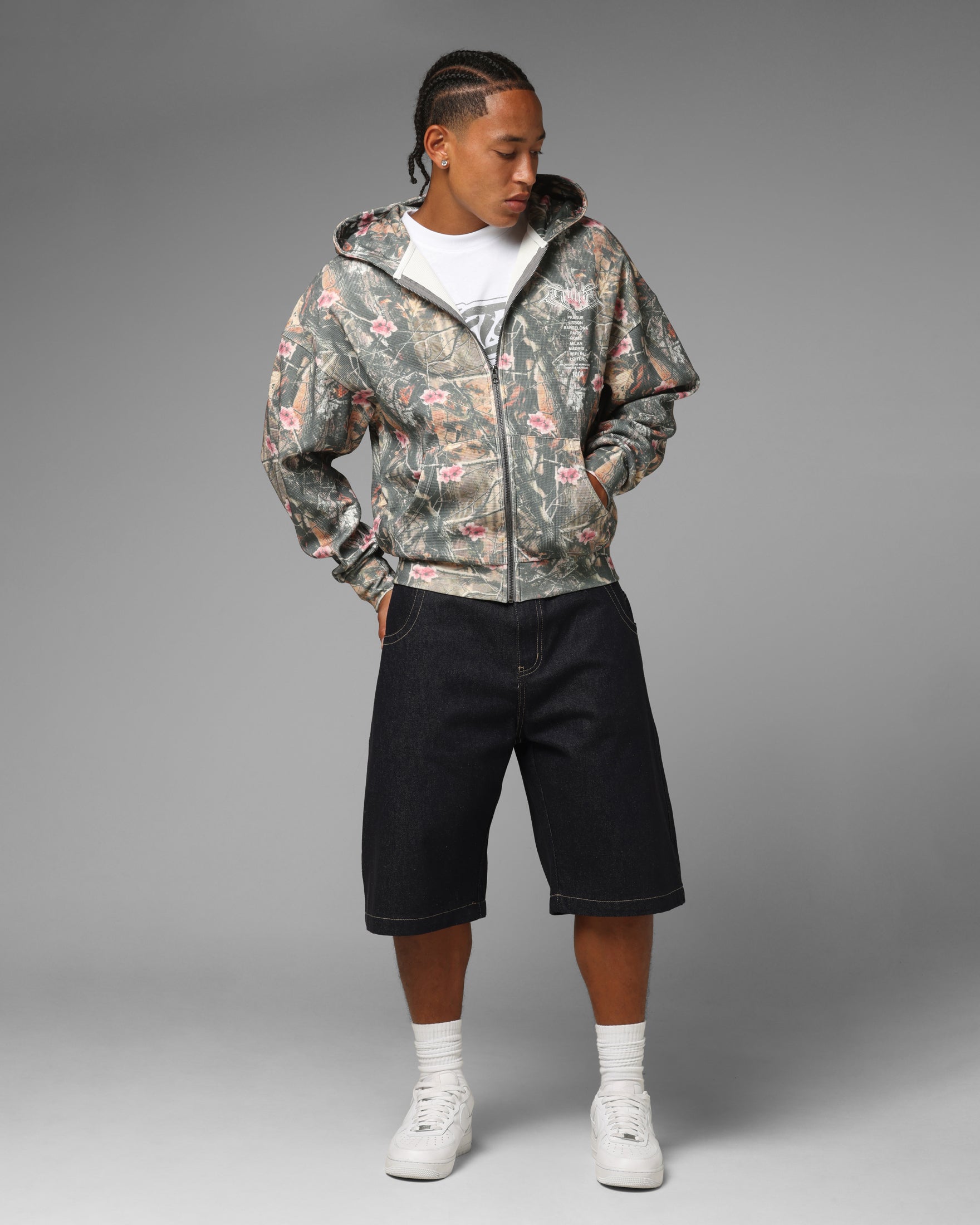 Loiter Waffle Zip Hoodie Pink Tree Camo | Culture Kings