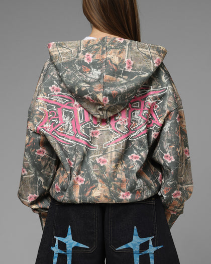 Loiter Waffle Zip Hoodie Pink Tree Camo