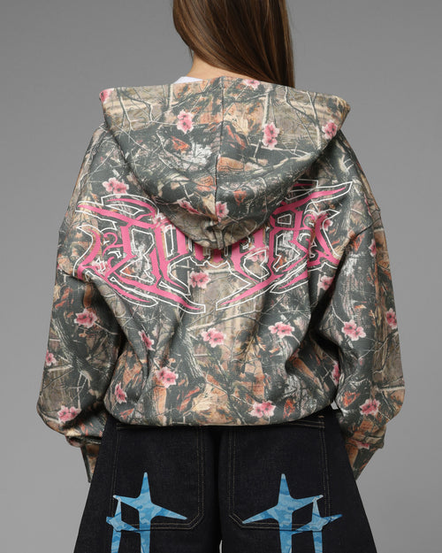 Loiter Waffle Zip Hoodie Pink Tree Camo