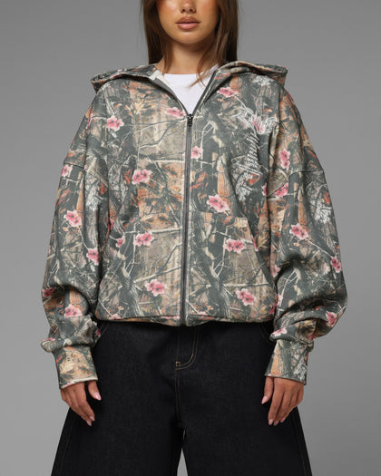 Loiter Waffle Zip Hoodie Pink Tree Camo