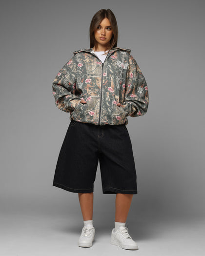 Loiter Waffle Zip Hoodie Pink Tree Camo