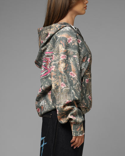 Loiter Waffle Zip Hoodie Pink Tree Camo