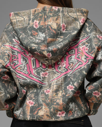 Loiter Waffle Zip Hoodie Pink Tree Camo