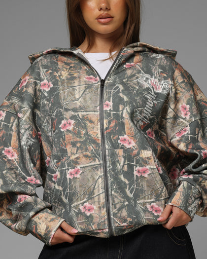 Loiter Waffle Zip Hoodie Pink Tree Camo