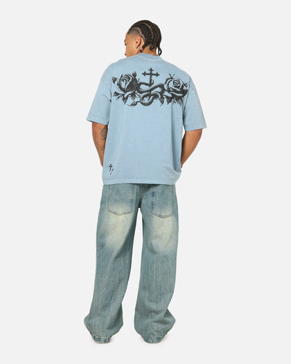 Saint Morta Conviction Mock Neck T-Shirt Denim Blue