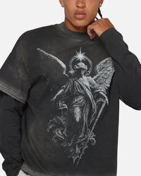 Saint Morta Celestial Layered Long Sleeve T-Shirt Black Wash