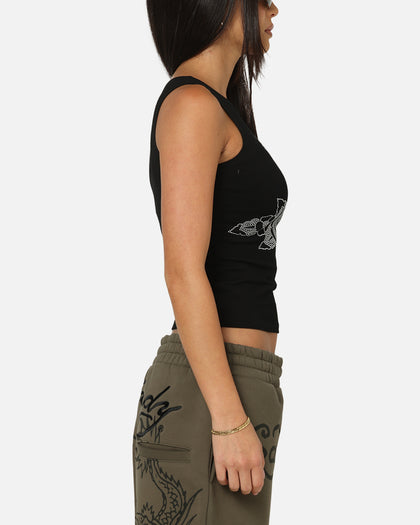 Ed Hardy Women's Rhinestone Rose Tank Black