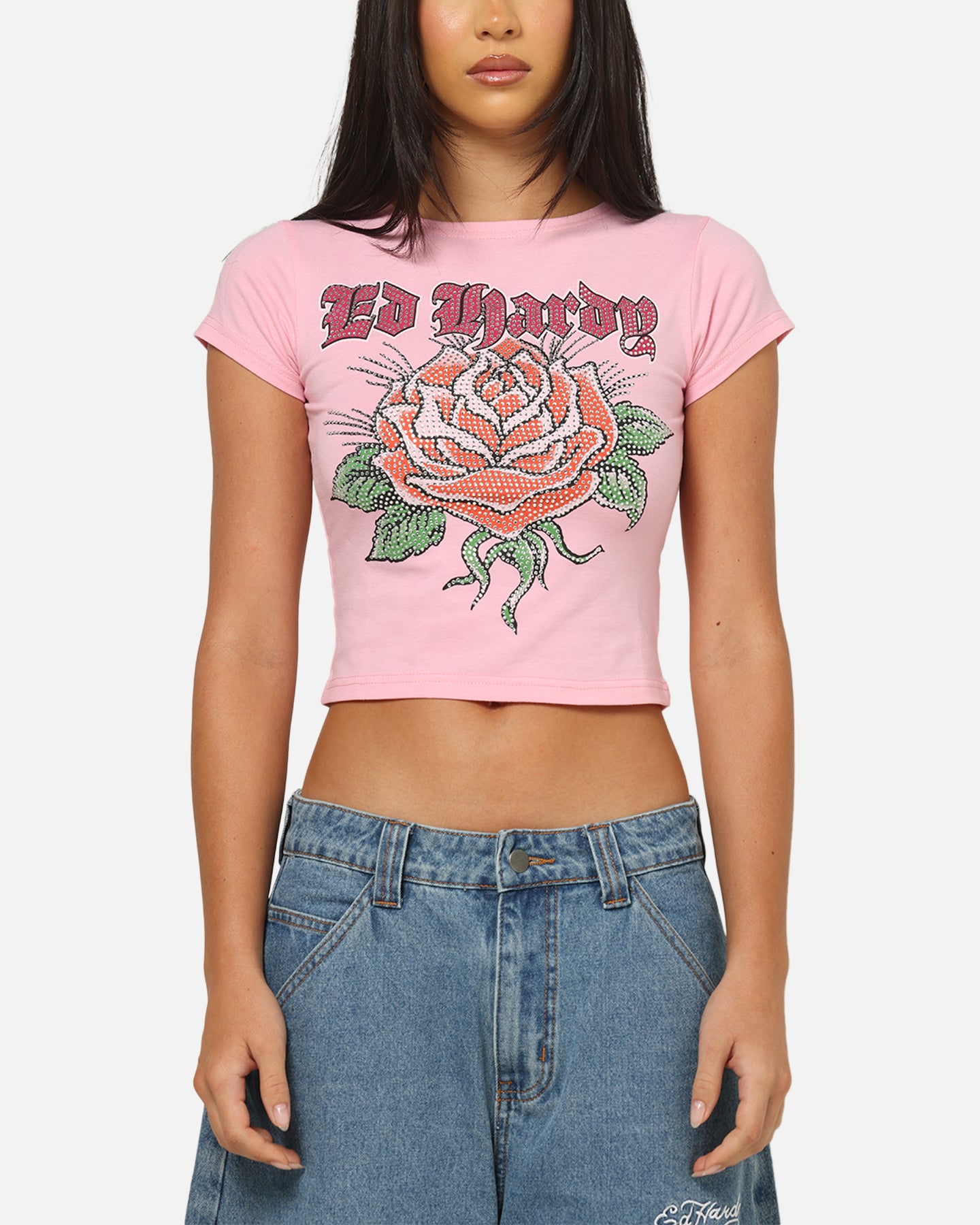 Ed Hardy Women's Wild Rose Baby T-Shirt Pink | Culture Kings
