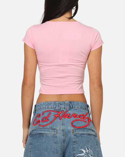 Ed Hardy Women's Wild Rose Baby T-Shirt Pink
