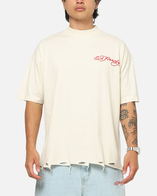 Ed Hardy Venom Rose T-Shirt Washed White
