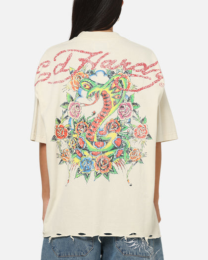 Ed Hardy Venom Rose T-Shirt Washed White