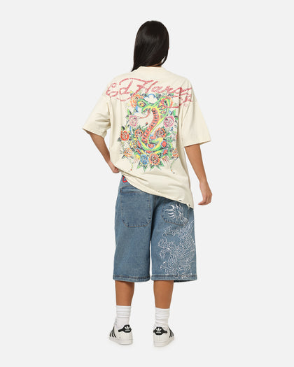 Ed Hardy Venom Rose T-Shirt Washed White