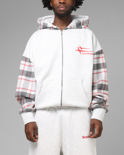 Loiter Hybrid Premium Zip Hoodie Off White/Red
