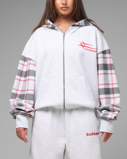 Loiter Hybrid Premium Zip Hoodie Off White/Red