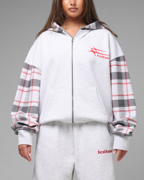 Loiter Hybrid Premium Zip Hoodie Off White/Red