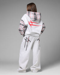 Loiter Hybrid Premium Zip Hoodie Off White/Red