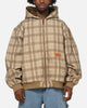 Carre Sherpa Lined Zip Hoodie Brown Plaid