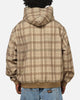 Carre Sherpa Lined Zip Hoodie Brown Plaid