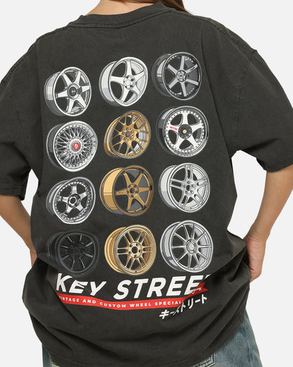 Key Street Wheels T-Shirt Black Wash