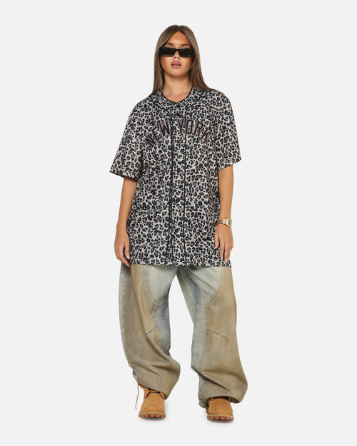 Majestic Athletic New York Yankees Leopard Baseball Button Up Shirt Leopard