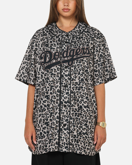 Majestic Athletic Los Angeles Dodgers Leopard Baseball Button Up Shirt Leopard