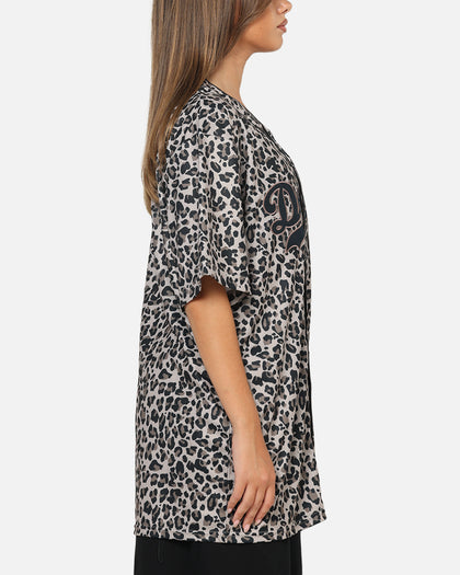 Majestic Athletic Los Angeles Dodgers Leopard Baseball Button Up Shirt Leopard