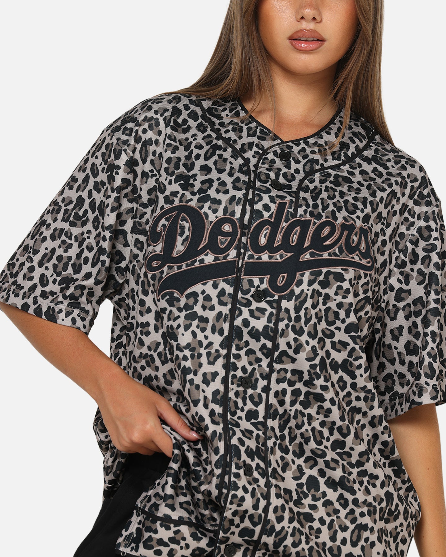 Majestic Athletic Los Angeles Dodgers Leopard Baseball Button Up