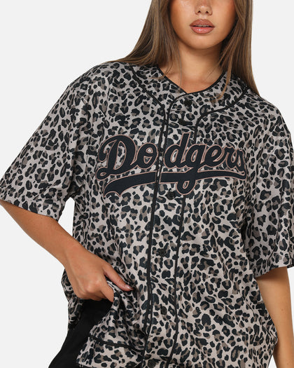 Majestic Athletic Los Angeles Dodgers Leopard Baseball Button Up Shirt Leopard