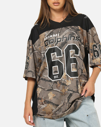 Majestic Athletic Miami Dolphins Mesh Oversized T-Shirt Khaki Forest Camo