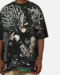 73Studio X WWE 619 All Over Print T-Shirt Black Wash