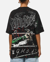 73Studio X WWE 619 All Over Print T-Shirt Black Wash