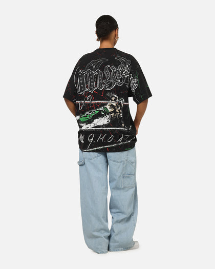 73Studio X WWE 619 All Over Print T-Shirt Black Wash