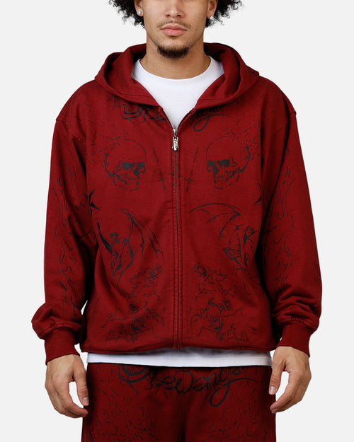 Revenge Tattoo Zip Hoodie Red