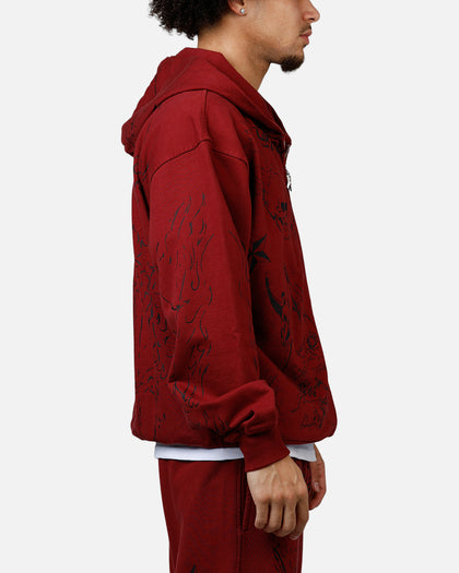 Revenge Tattoo Zip Hoodie Red