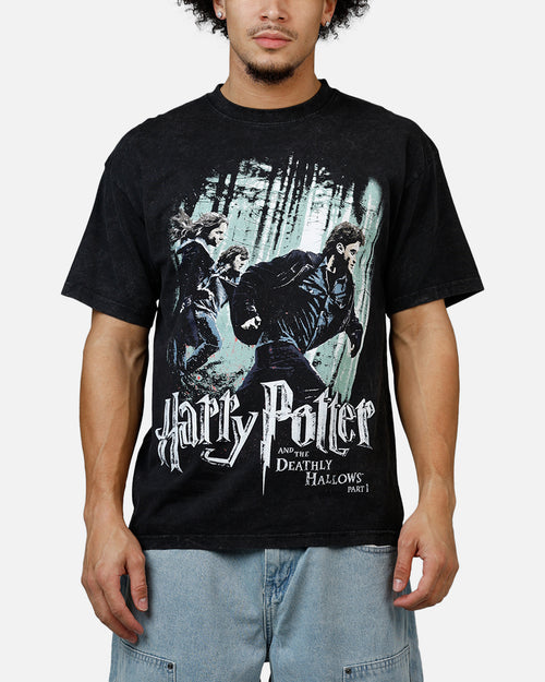 73Studio X Harry Potter '10 Deathly Hallows Vintage T-Shirt Black Acidwash