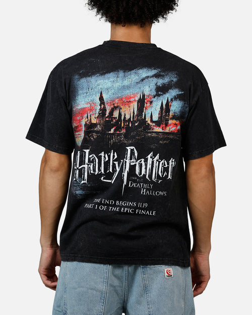 73Studio X Harry Potter '10 Deathly Hallows Vintage T-Shirt Black Acidwash