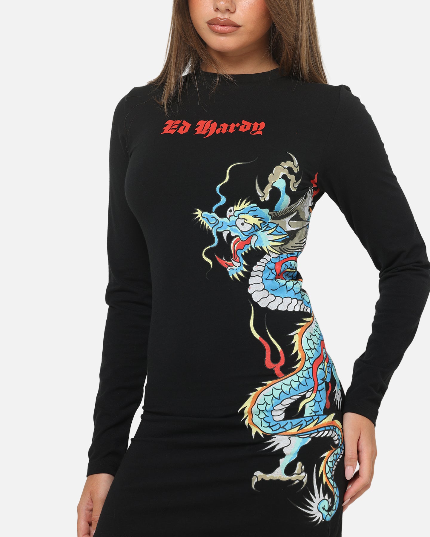 Ed Hardy Women's Dragon Long Sleeve Mini Dress Black | Culture Kings
