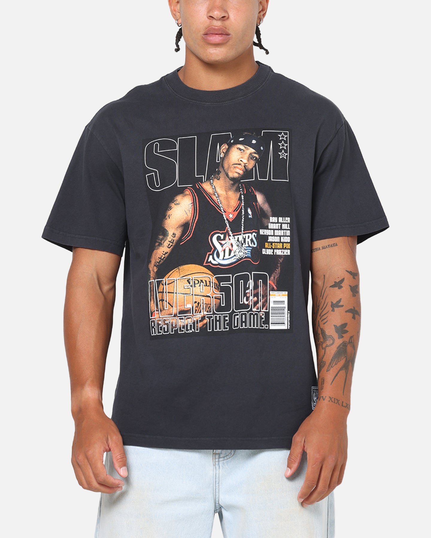 Mitchell & Ness Allen Iverson Slam T-Shirt Washed Black | Culture