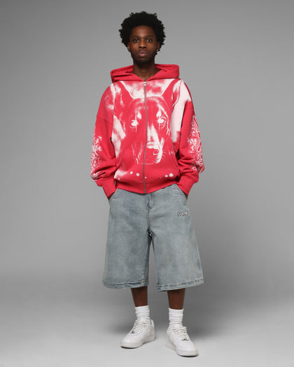 Loiter Dog Pound Airbrush Zip Hoodie Pink