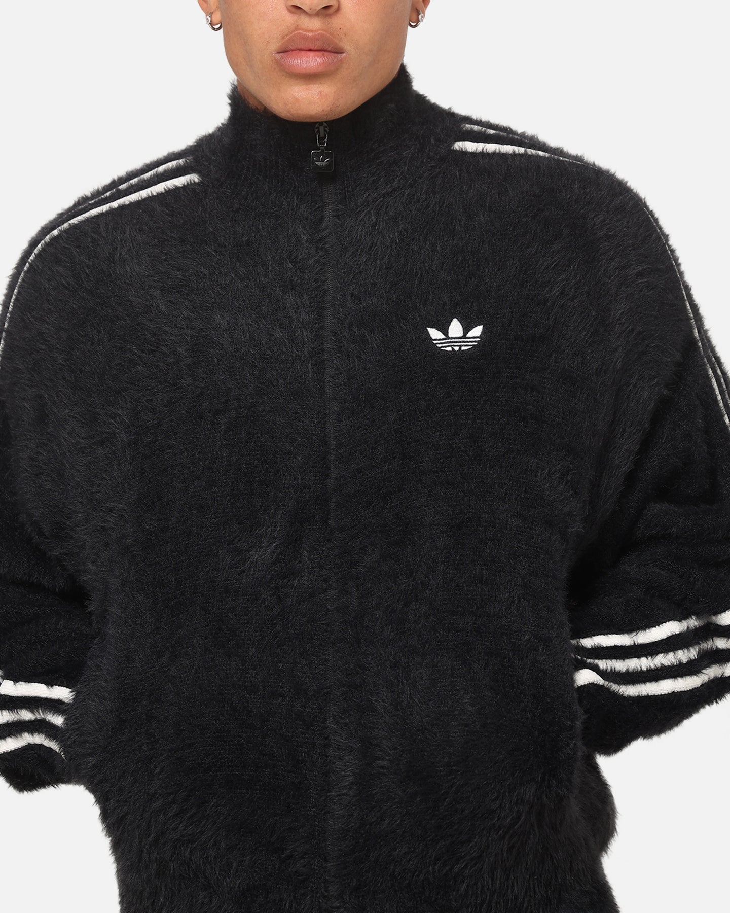 Adidas Faux Mohair Classic Track Top Black/Off White | Culture Kings