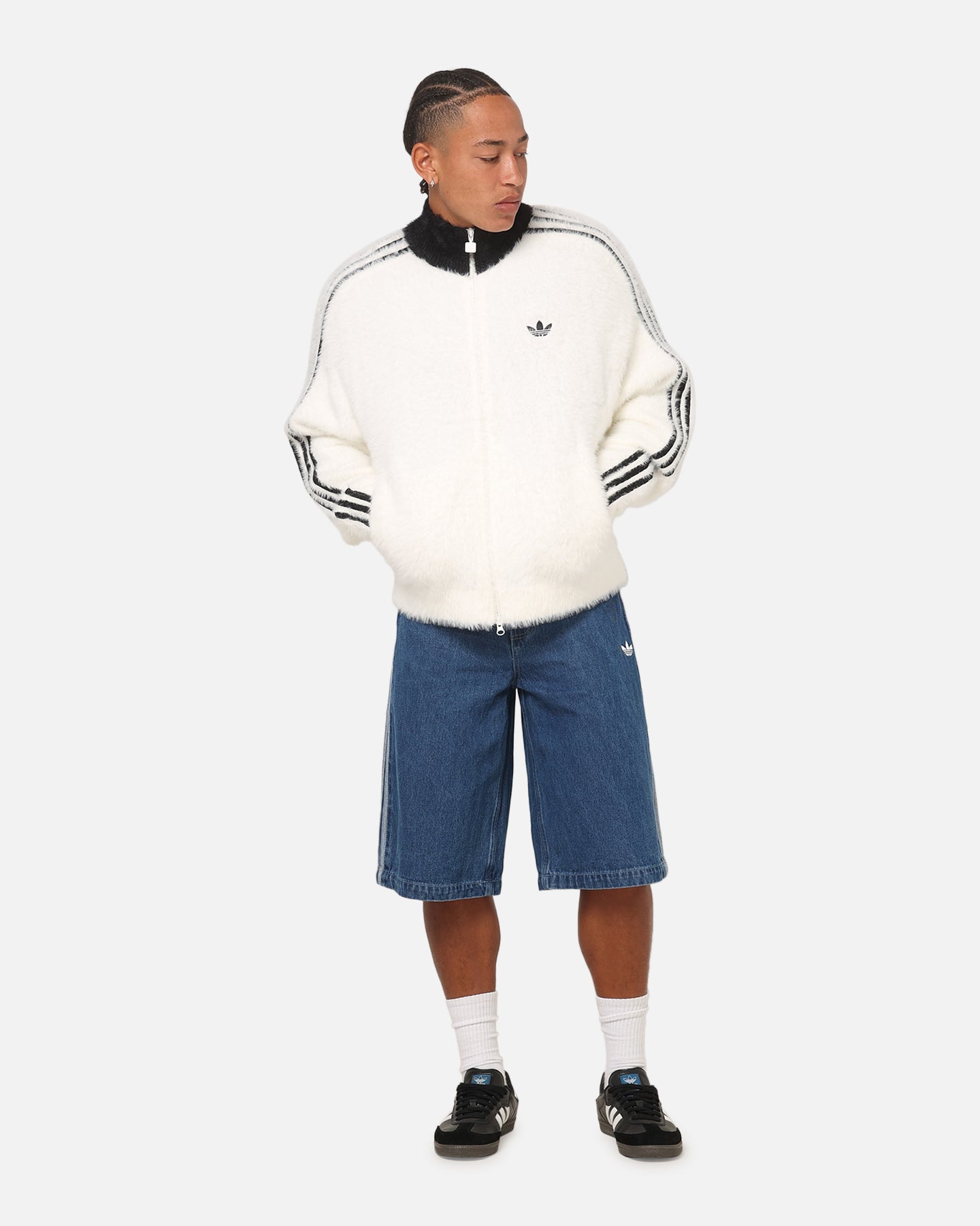 adidas FAUX MOHAIR CLASSIC TRACK TOP値下げ中 adidas Faux Mohair Classic Tracktop Black Off White Men's - FW25 - US