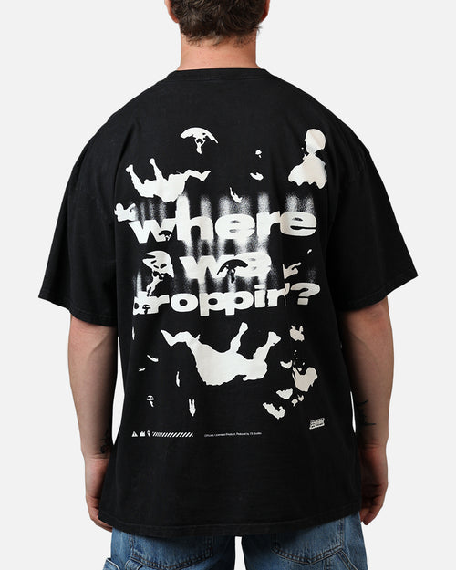 73Studio X Fortnite Where We Droppin T-Shirt Black Acidwash