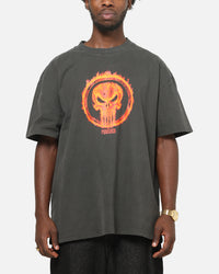 73Studio Marvel Punisher Flames Heavy T-Shirt Black Wash