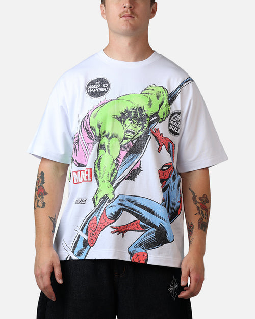 73Studio Marvel The Hulk Lashes Out All Over Print T-Shirt White