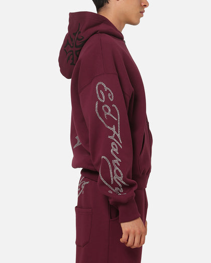 Ed Hardy Trinity Rhinestone Zip Hoodie Plum