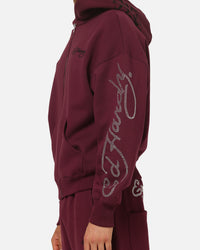 Ed Hardy Trinity Rhinestone Zip Hoodie Plum
