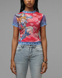 Loiter Women's Dark Magician Girl Mesh T-Shirt Pink Camo