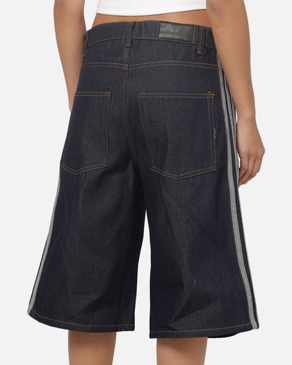 Adidas  Adicolor Jorts Mid-Rise Straight Leg Firebird Shorts Indigo Denim